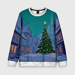 Детский свитшот Зеленая новогодняя елка во вдоре