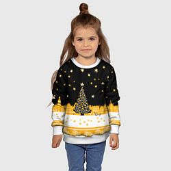 Свитшот детский Новый год в черно-желтом стиле, цвет: 3D-белый — фото 2