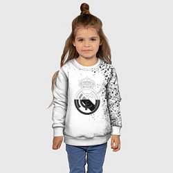 Свитшот детский Реал Мадрид черно белые краски, цвет: 3D-белый — фото 2