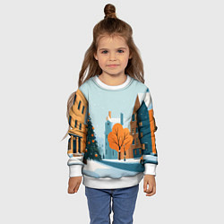 Свитшот детский Новогодняя улица, цвет: 3D-белый — фото 2