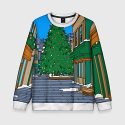 Детский свитшот Мультяшный новогодний двор