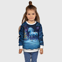 Свитшот детский Сияющая новогодняя лошадка, цвет: 3D-белый — фото 2