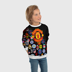 Свитшот детский Манчестер логотипы команд, цвет: 3D-белый — фото 2