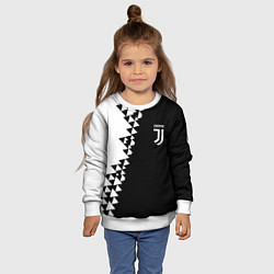Свитшот детский Juventus черно белая геометрия текстура, цвет: 3D-белый — фото 2