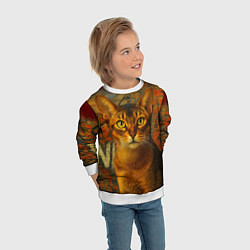 Свитшот детский Абиссинская кошка на фоне кирпичной стены с граффи, цвет: 3D-белый — фото 2
