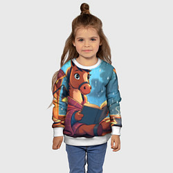 Свитшот детский Лошадка уютным вечером, цвет: 3D-белый — фото 2