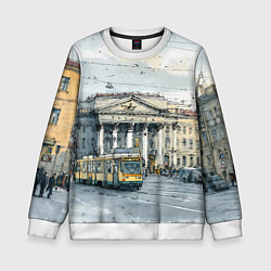 Свитшот детский Зимняя улица Санкт-Петербурга, цвет: 3D-белый