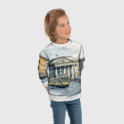 Свитшот детский Зимняя улица Санкт-Петербурга, цвет: 3D-белый — фото 2