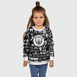 Свитшот детский Манчестер сити логотипы игр, цвет: 3D-белый — фото 2