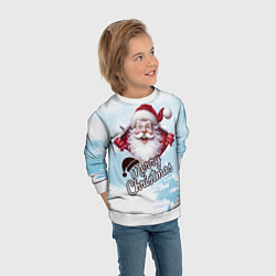 Свитшот детский Санта в зимнем лесу, цвет: 3D-белый — фото 2