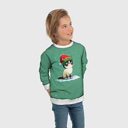 Свитшот детский Новогодний мем котик, цвет: 3D-белый — фото 2