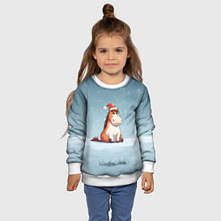 Свитшот детский Лошадь сидит на снегу, цвет: 3D-белый — фото 2