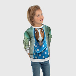 Свитшот детский Конь в полотенце, цвет: 3D-белый — фото 2