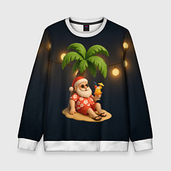 Детский свитшот Санта чиллит под пальмой