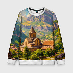 Детский свитшот Горный покой: храм среди облаков