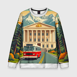 Свитшот детский Классика у подножия гор, цвет: 3D-белый