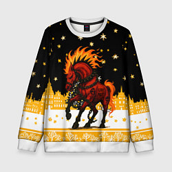 Детский свитшот Красная огненная лошадь панк 2026