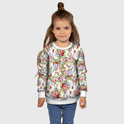 Свитшот детский Цветы, цвет: 3D-белый — фото 2