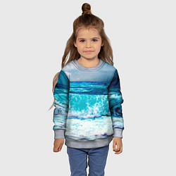 Свитшот детский Волны, цвет: 3D-меланж — фото 2
