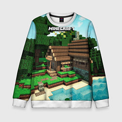 Свитшот детский Minecraft House, цвет: 3D-белый