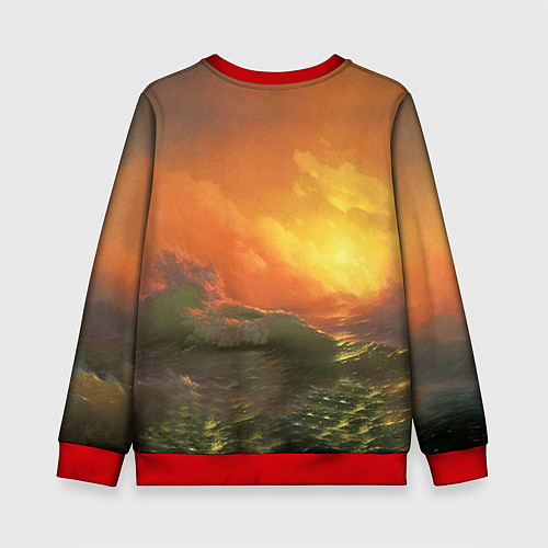 Детский свитшот Айвазовский - 9 Вал / 3D-Красный – фото 2