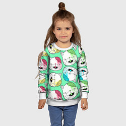 Свитшот детский Drop Dead: Kitty Heads, цвет: 3D-белый — фото 2