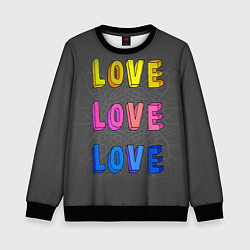 Свитшот детский Love Love Love, цвет: 3D-черный