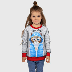 Свитшот детский Модная киска, цвет: 3D-красный — фото 2