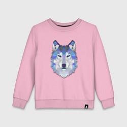 Свитшот хлопковый детский Полигональный волк, цвет: светло-розовый