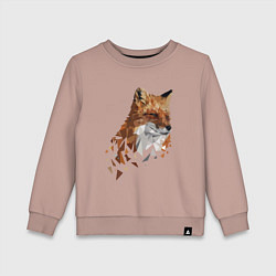Свитшот хлопковый детский Полигональный лис, цвет: пыльно-розовый