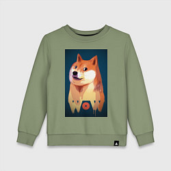 Свитшот хлопковый детский Wow Doge, цвет: авокадо