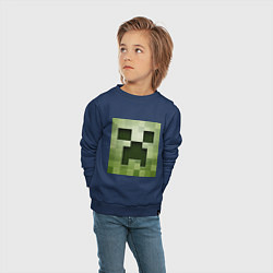 Свитшот хлопковый детский Мinecraft creeper, цвет: тёмно-синий — фото 2