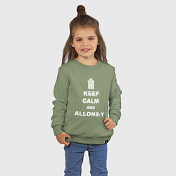 Свитшот хлопковый детский Keep Calm & Allons-Y, цвет: авокадо — фото 2