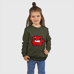 Свитшот хлопковый детский Super Meat Boy, цвет: хаки — фото 2