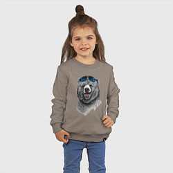Свитшот хлопковый детский Медведь в очках, цвет: утренний латте — фото 2