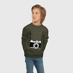 Свитшот хлопковый детский Фотик на шее, цвет: хаки — фото 2
