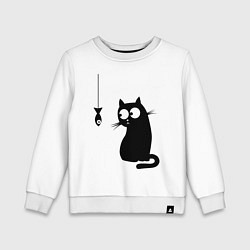 Свитшот хлопковый детский Кот и рыба, цвет: белый