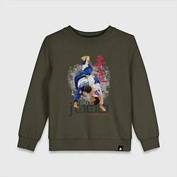 Свитшот хлопковый детский Дзюдо: национальная команда, цвет: хаки