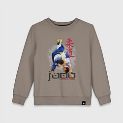 Свитшот хлопковый детский Дзюдо: национальная команда, цвет: утренний латте
