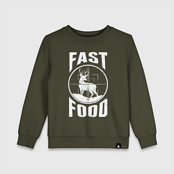 Свитшот хлопковый детский FAST FOOD олень в прицеле, цвет: хаки