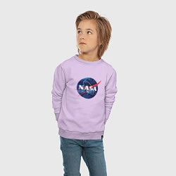 Свитшот хлопковый детский NASA: Cosmic Logo, цвет: лаванда — фото 2