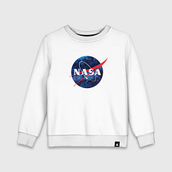 Свитшот хлопковый детский NASA: Cosmic Logo, цвет: белый