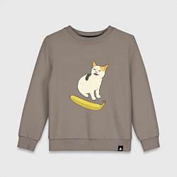 Свитшот хлопковый детский Cat no banana meme, цвет: утренний латте