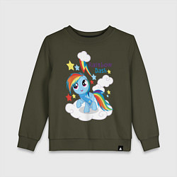 Свитшот хлопковый детский Rainbow Dash, цвет: хаки