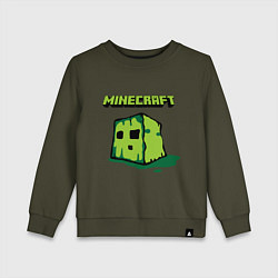 Свитшот хлопковый детский Minecraft Creeper, цвет: хаки