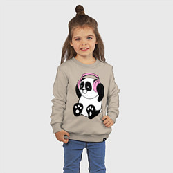 Свитшот хлопковый детский Panda in headphones панда в наушниках, цвет: миндальный — фото 2