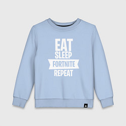 Свитшот хлопковый детский Eat Sleep Fortnite Repeat, цвет: мягкое небо