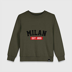 Свитшот хлопковый детский FC Milan Est. 1899, цвет: хаки