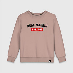 Свитшот хлопковый детский FC Real Madrid Est. 1902, цвет: пыльно-розовый