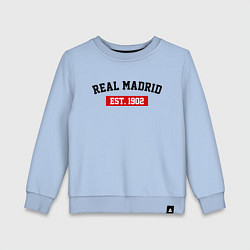Свитшот хлопковый детский FC Real Madrid Est. 1902, цвет: мягкое небо
